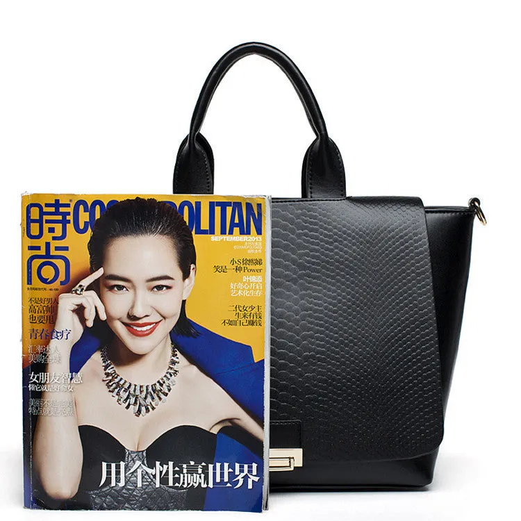 2016 New Arrived Brand black snakeskin pattern handbag shoulder bags fashion handbags trend commuter women bag women handbags