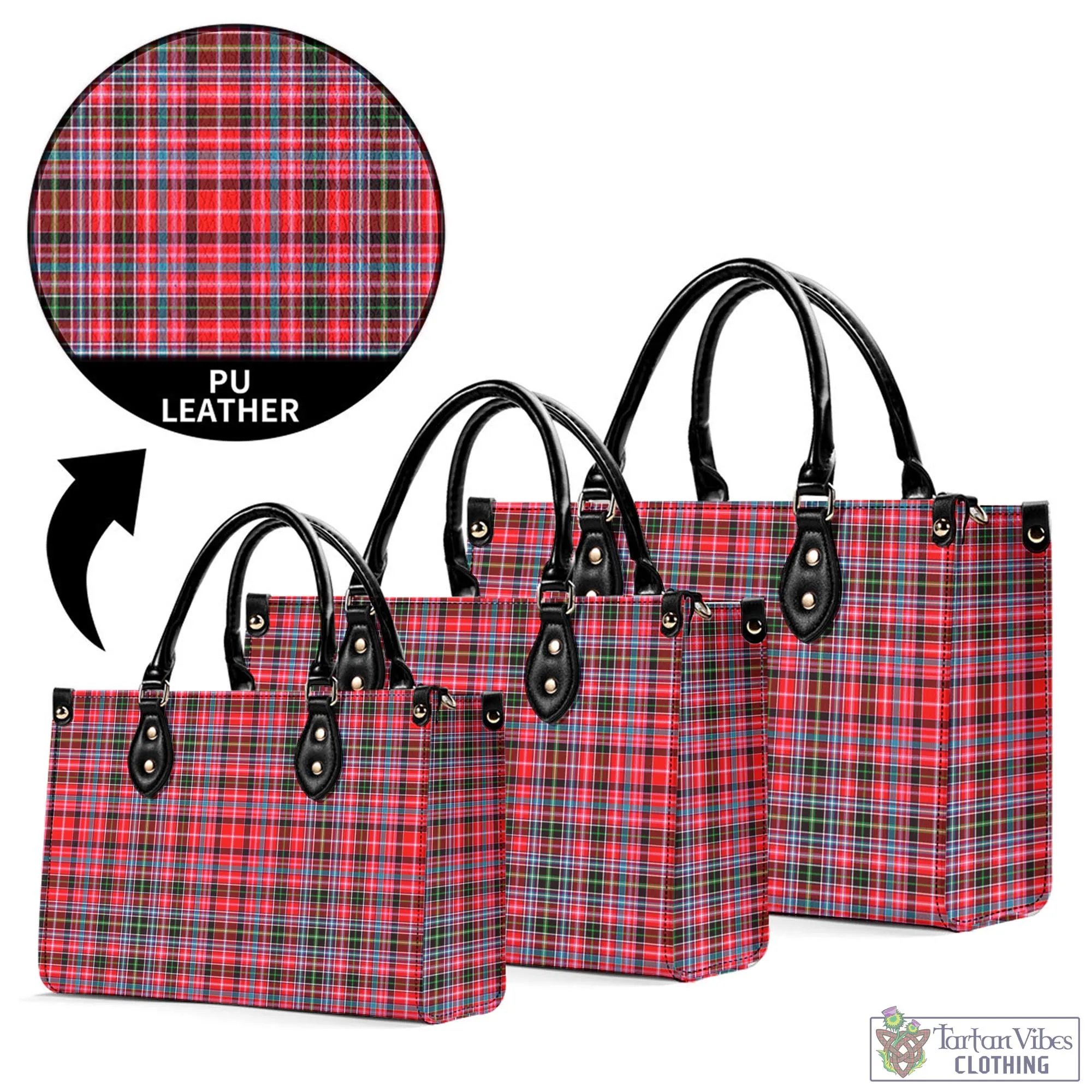 Aberdeen District Tartan Luxury Leather Handbags