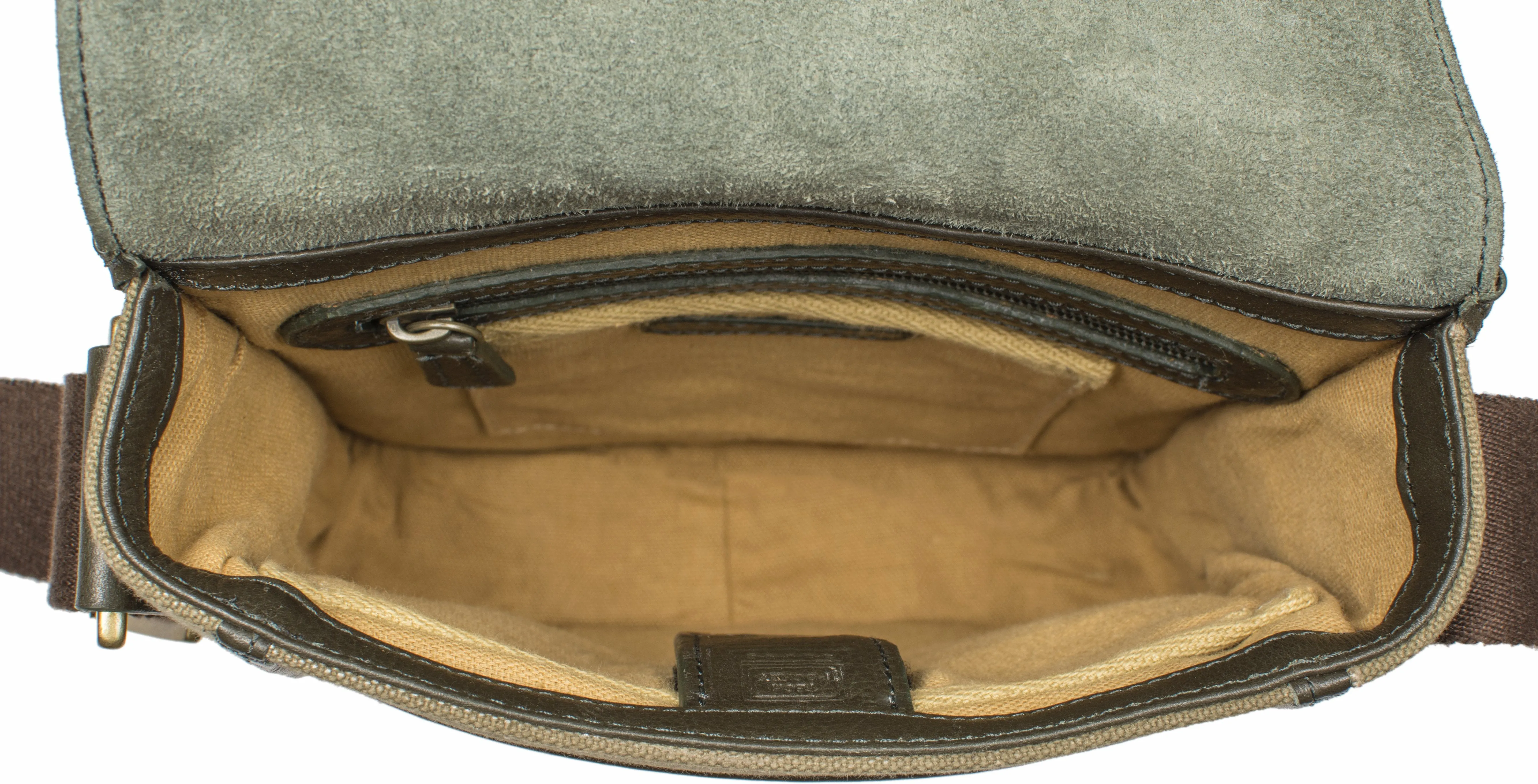 Aiden Genuine Leather & Canvas Mini Crossbody Messenger/Travel Bag / 10.5" iPad