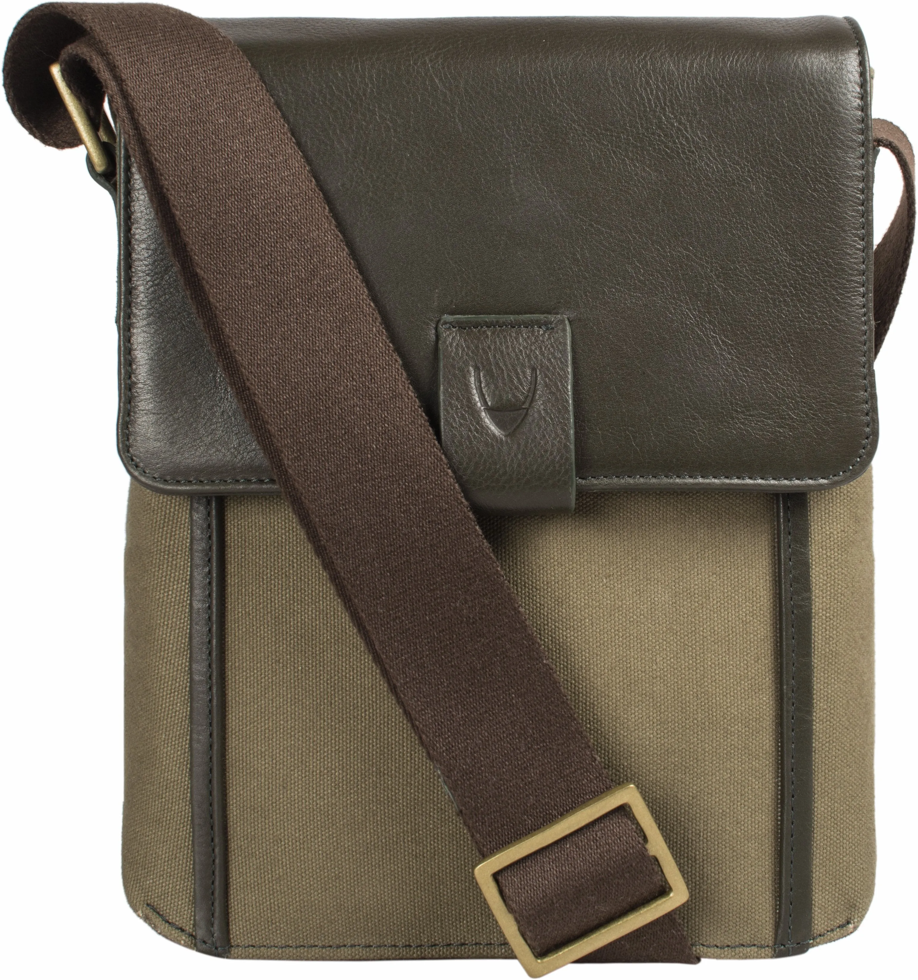 Aiden Genuine Leather & Canvas Mini Crossbody Messenger/Travel Bag / 10.5" iPad