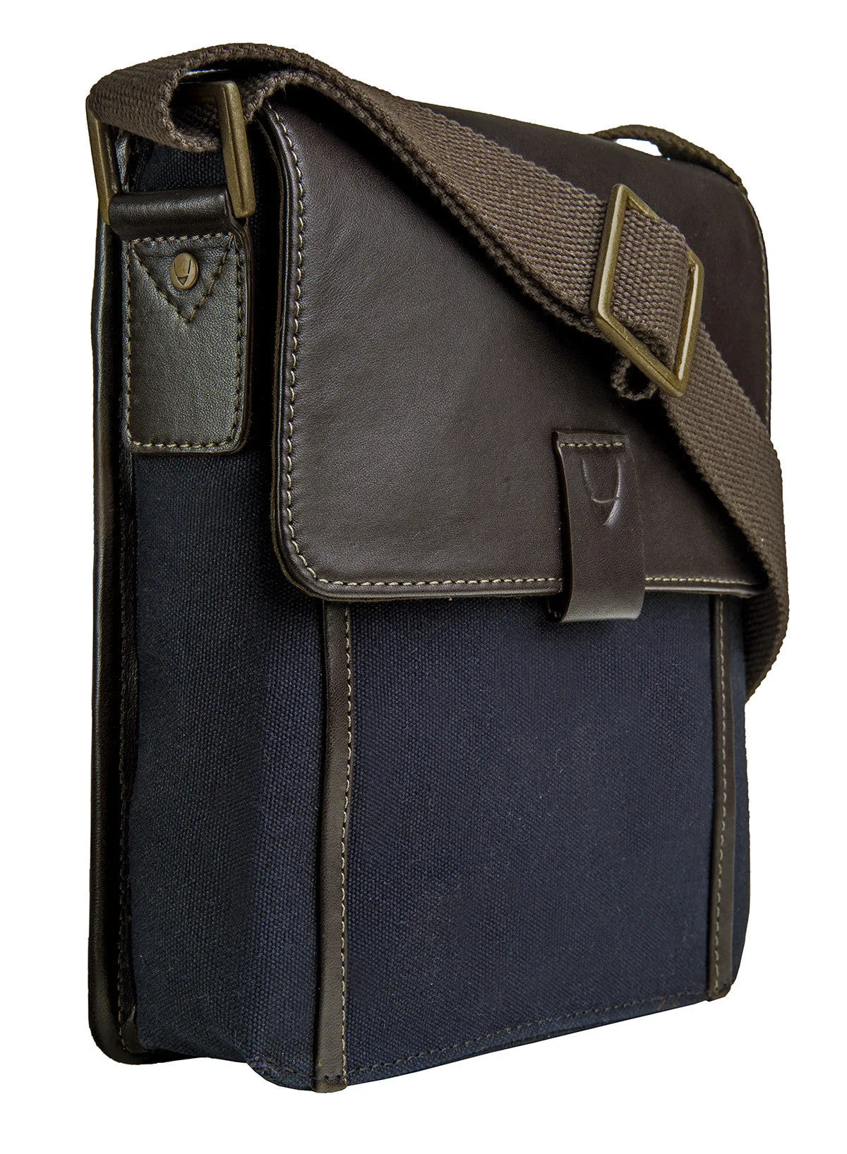 Aiden Genuine Leather & Canvas Mini Crossbody Messenger/Travel Bag / 10.5" iPad