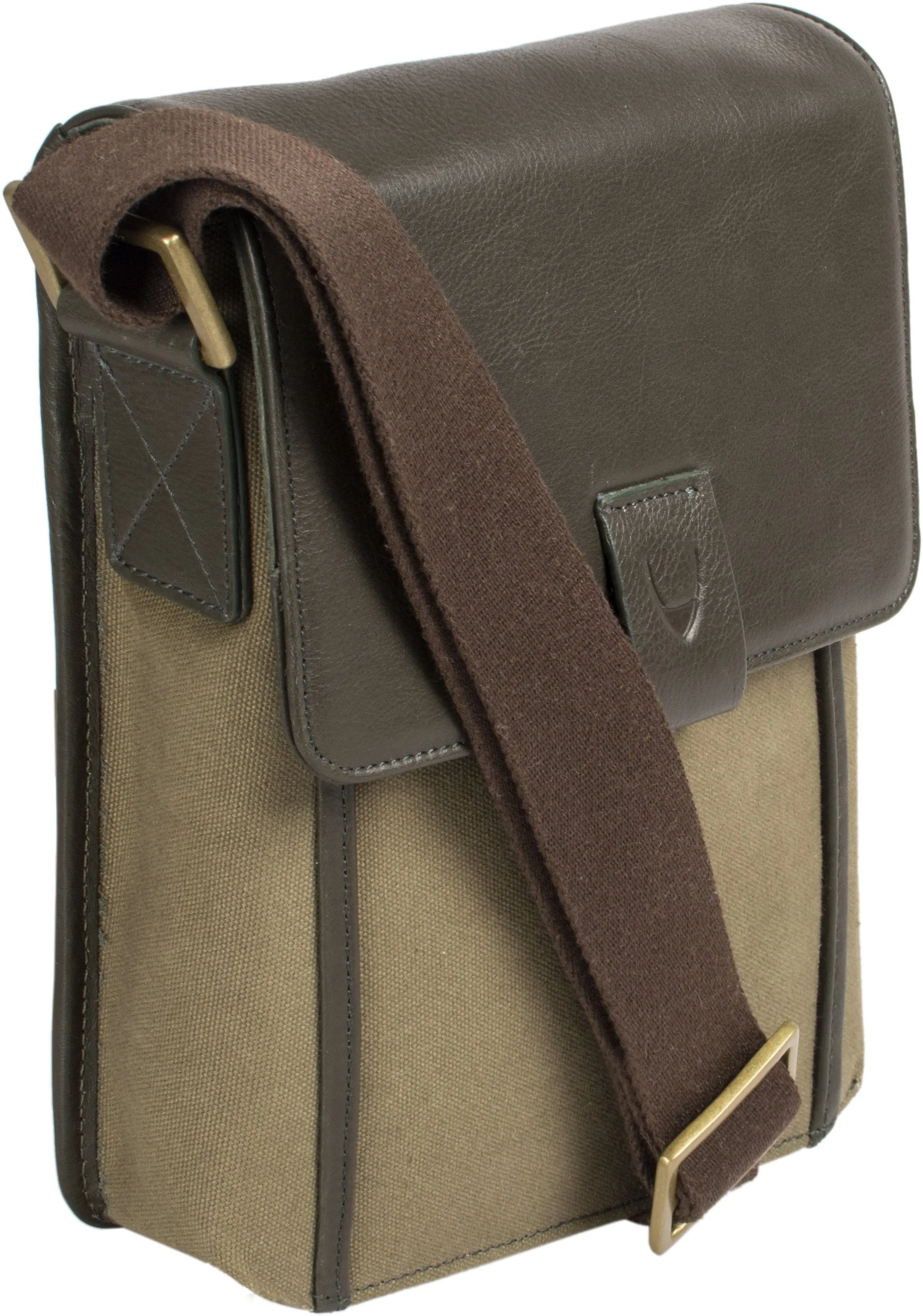 Aiden Genuine Leather & Canvas Mini Crossbody Messenger/Travel Bag / 10.5" iPad