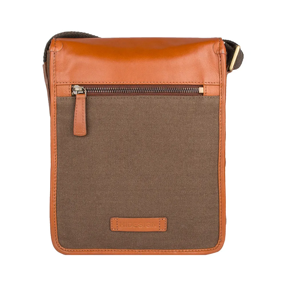 Aiden Genuine Leather & Canvas Mini Crossbody Messenger/Travel Bag / 10.5" iPad