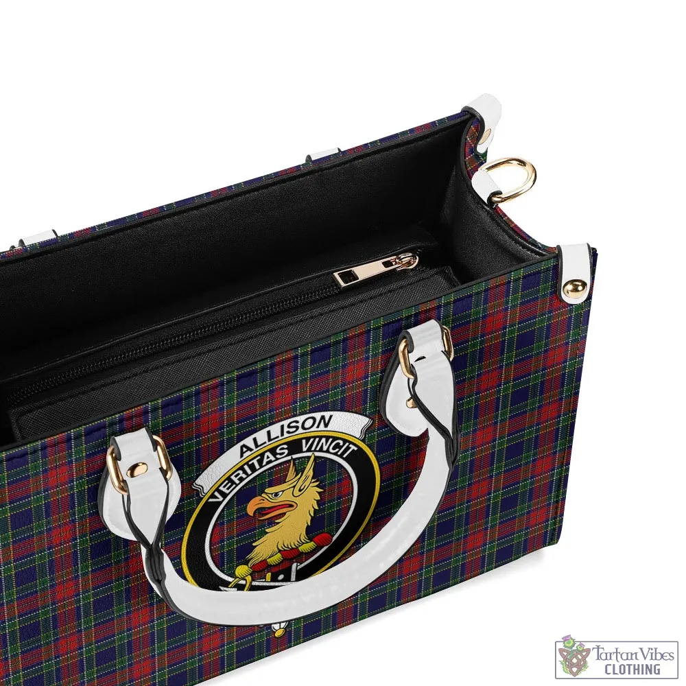 Allison Red Tartan Luxury Leather Handbags with Family Crest