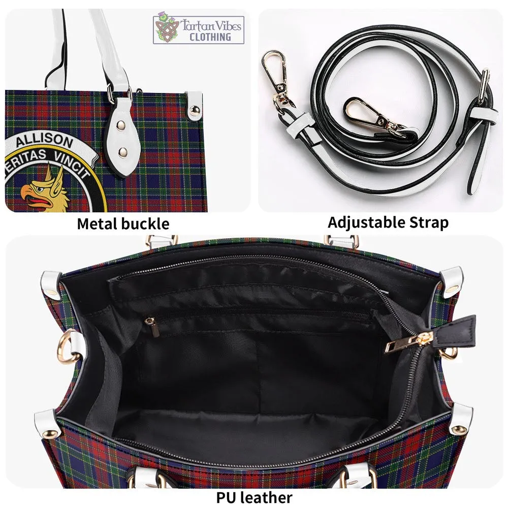 Allison Red Tartan Luxury Leather Handbags with Family Crest