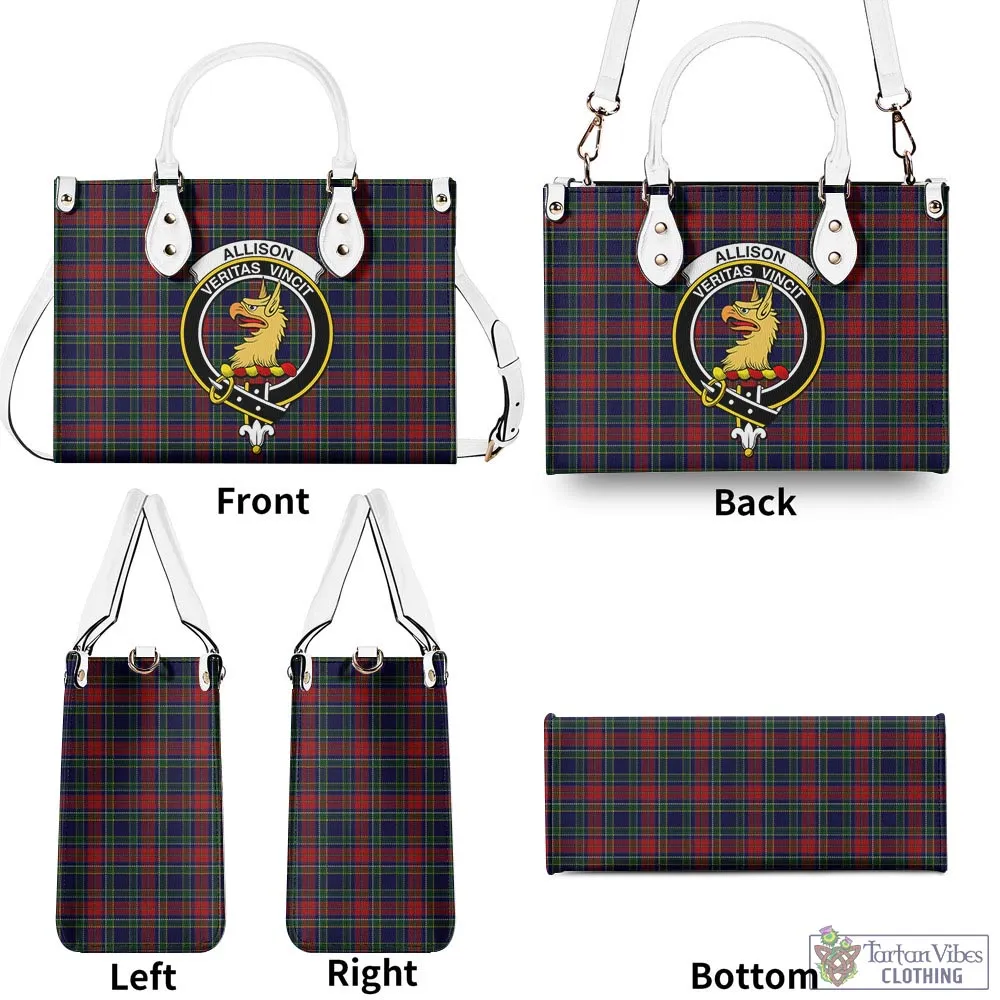 Allison Red Tartan Luxury Leather Handbags with Family Crest