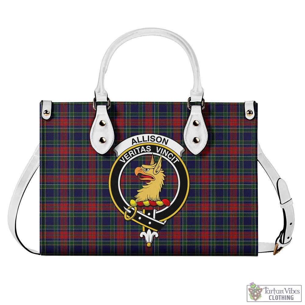 Allison Red Tartan Luxury Leather Handbags with Family Crest