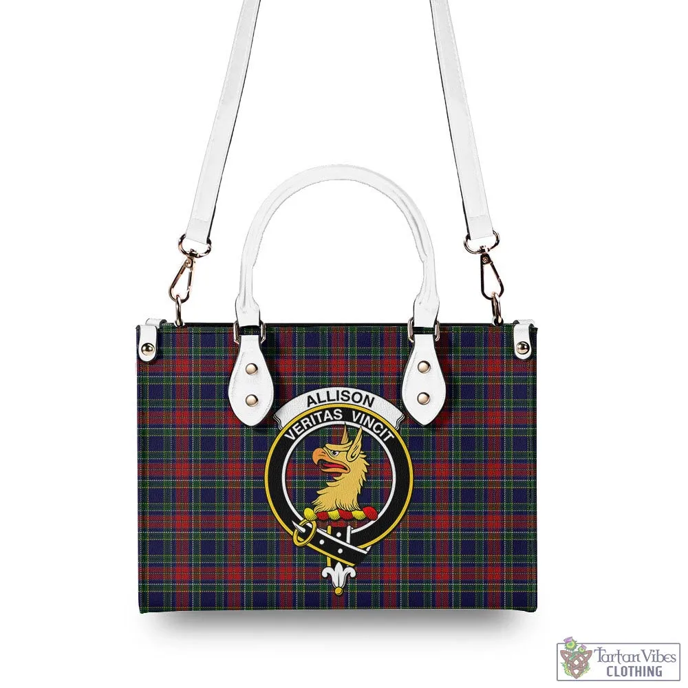 Allison Red Tartan Luxury Leather Handbags with Family Crest