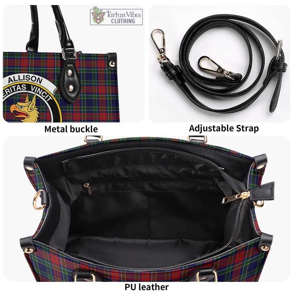 Allison Red Tartan Luxury Leather Handbags with Family Crest