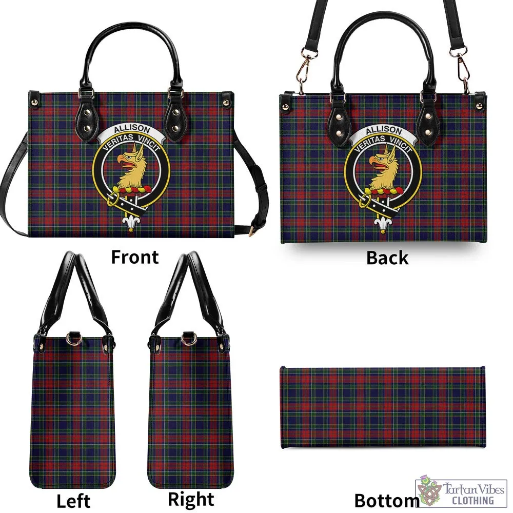 Allison Red Tartan Luxury Leather Handbags with Family Crest