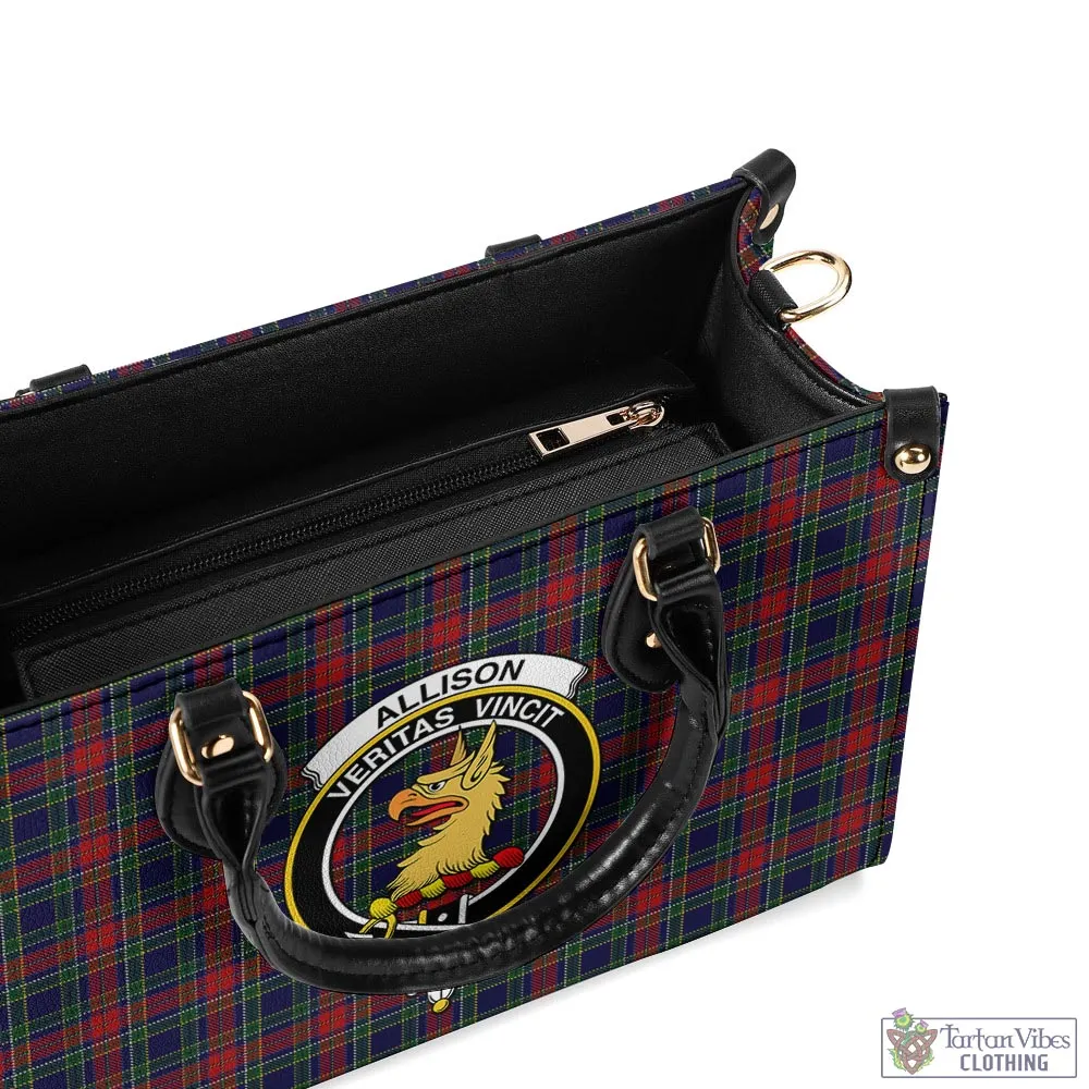 Allison Red Tartan Luxury Leather Handbags with Family Crest