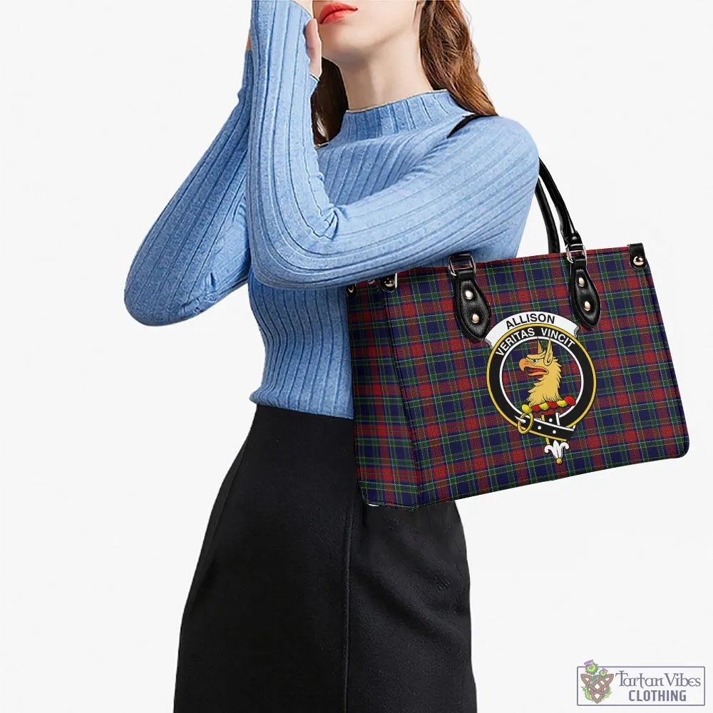 Allison Red Tartan Luxury Leather Handbags with Family Crest