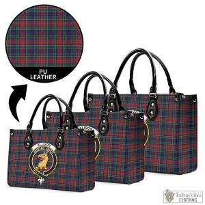 Allison Red Tartan Luxury Leather Handbags with Family Crest