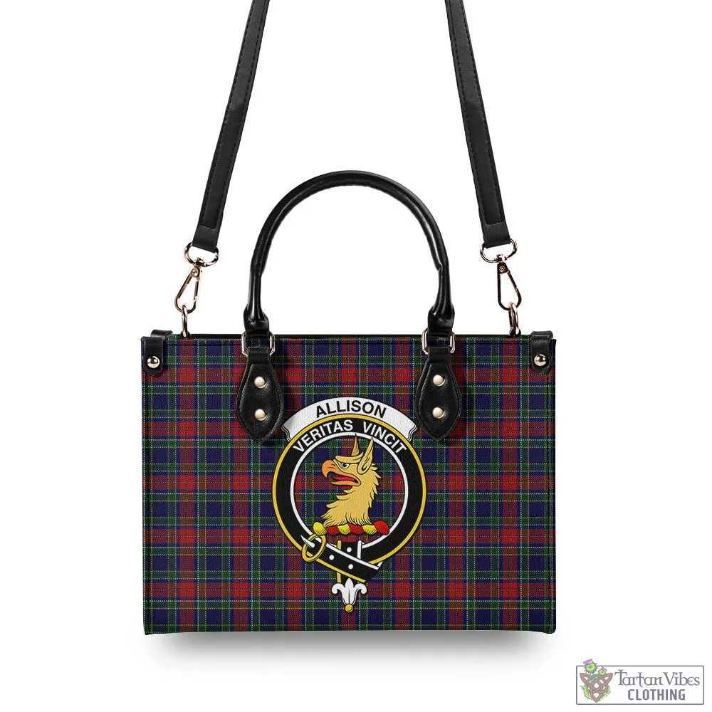 Allison Red Tartan Luxury Leather Handbags with Family Crest