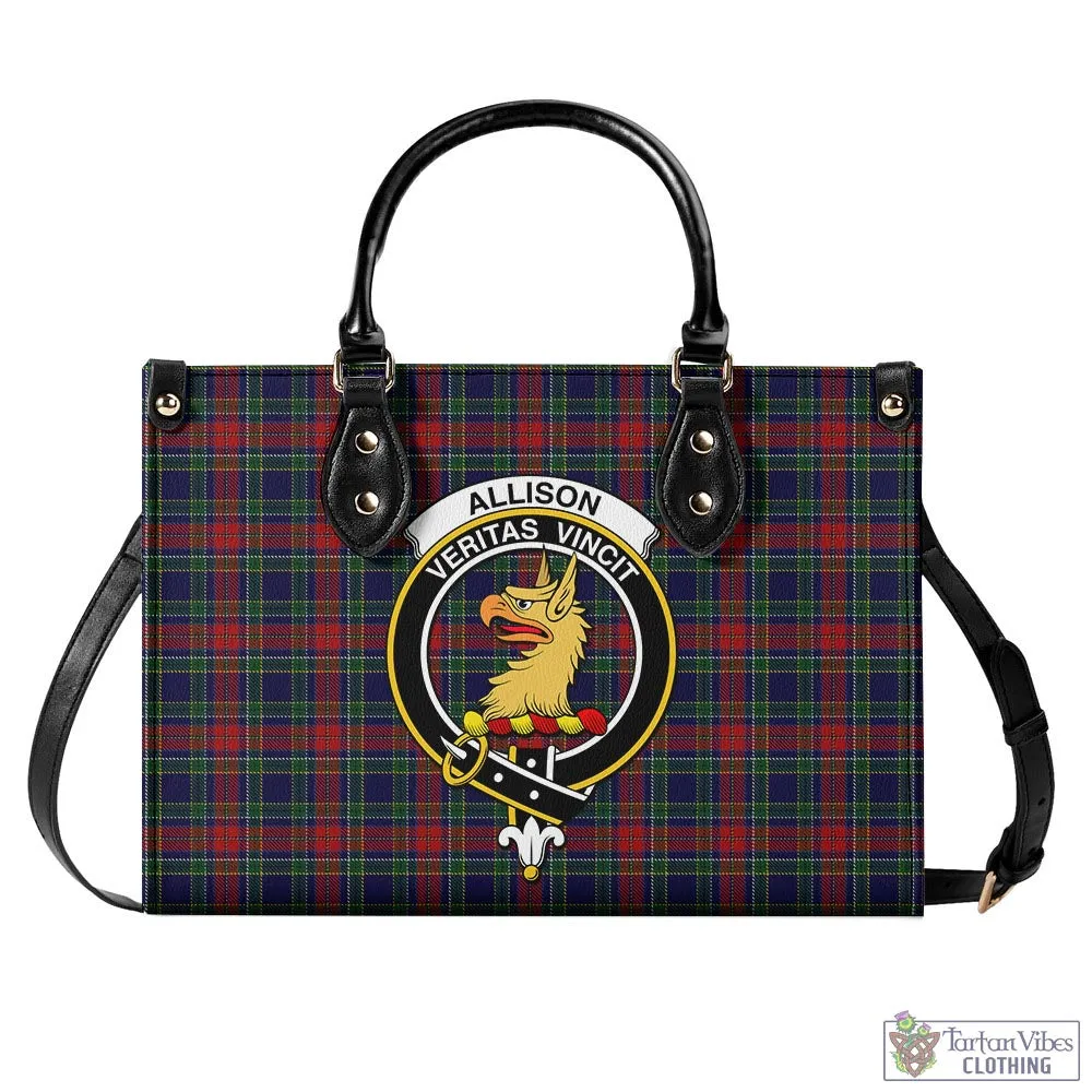 Allison Red Tartan Luxury Leather Handbags with Family Crest