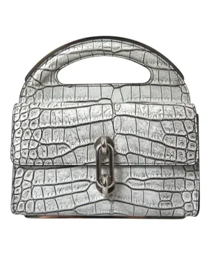 Balenciaga Gray Alligator Top Handle Mini Bag In Gris