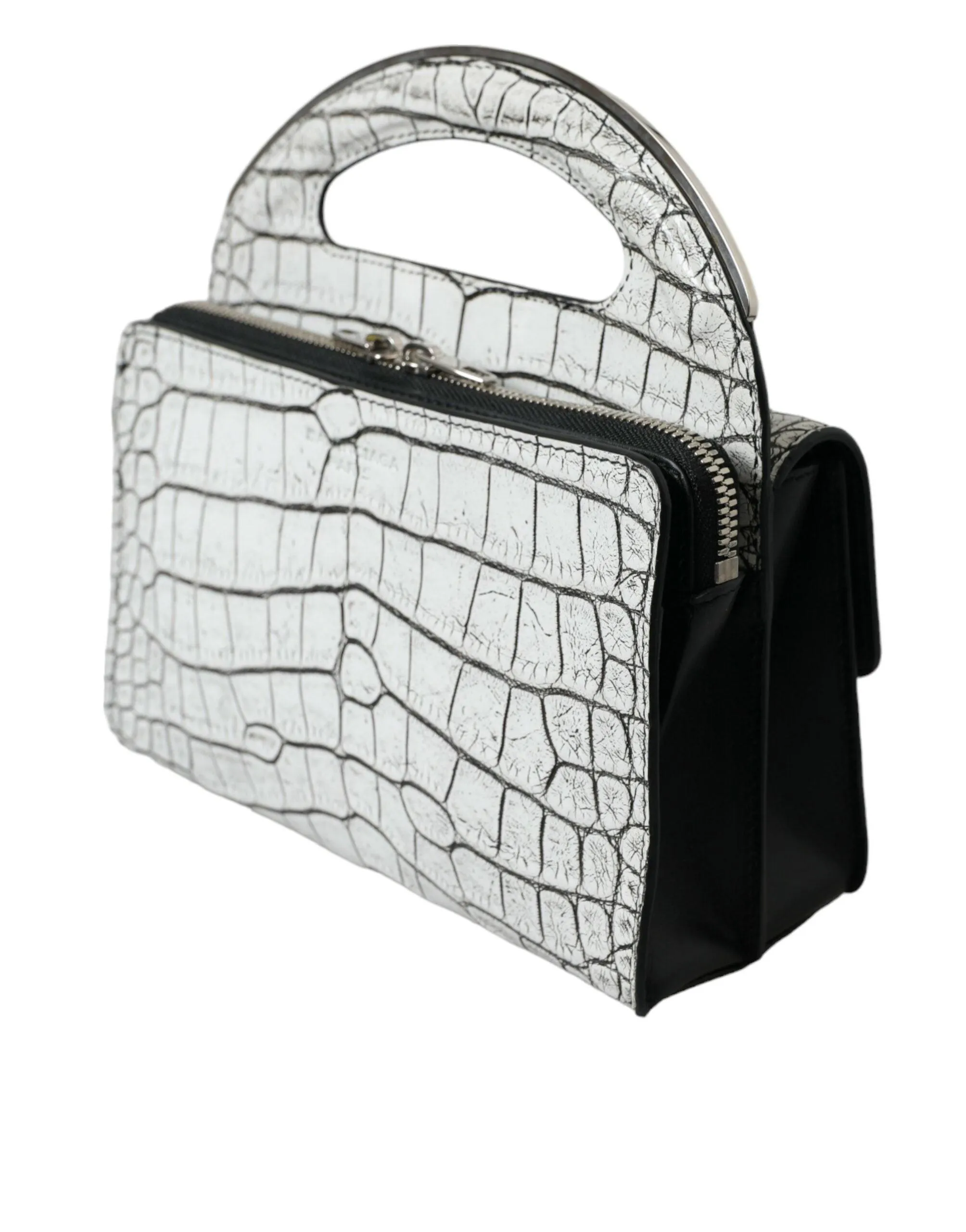 Balenciaga Gray Alligator Top Handle Mini Bag In Gris