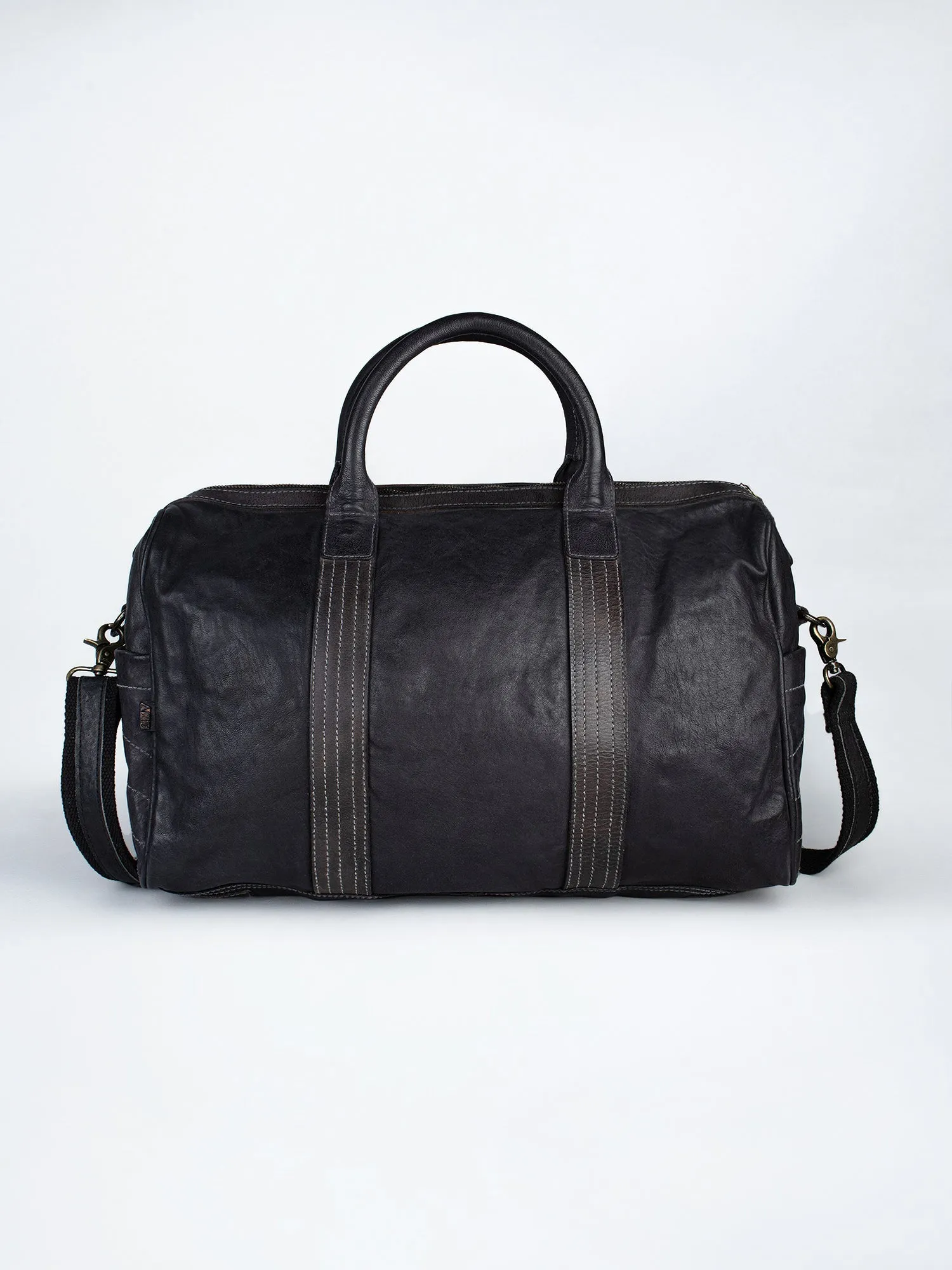 Black Leather Weekender Bag