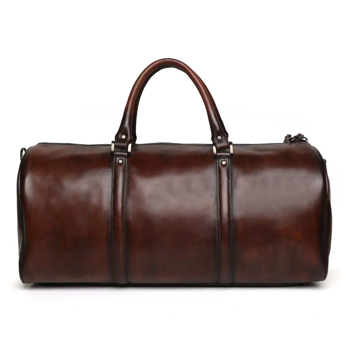 Brune X Bareskin Embossed Lion Dark Brown Leather Duffle Bag