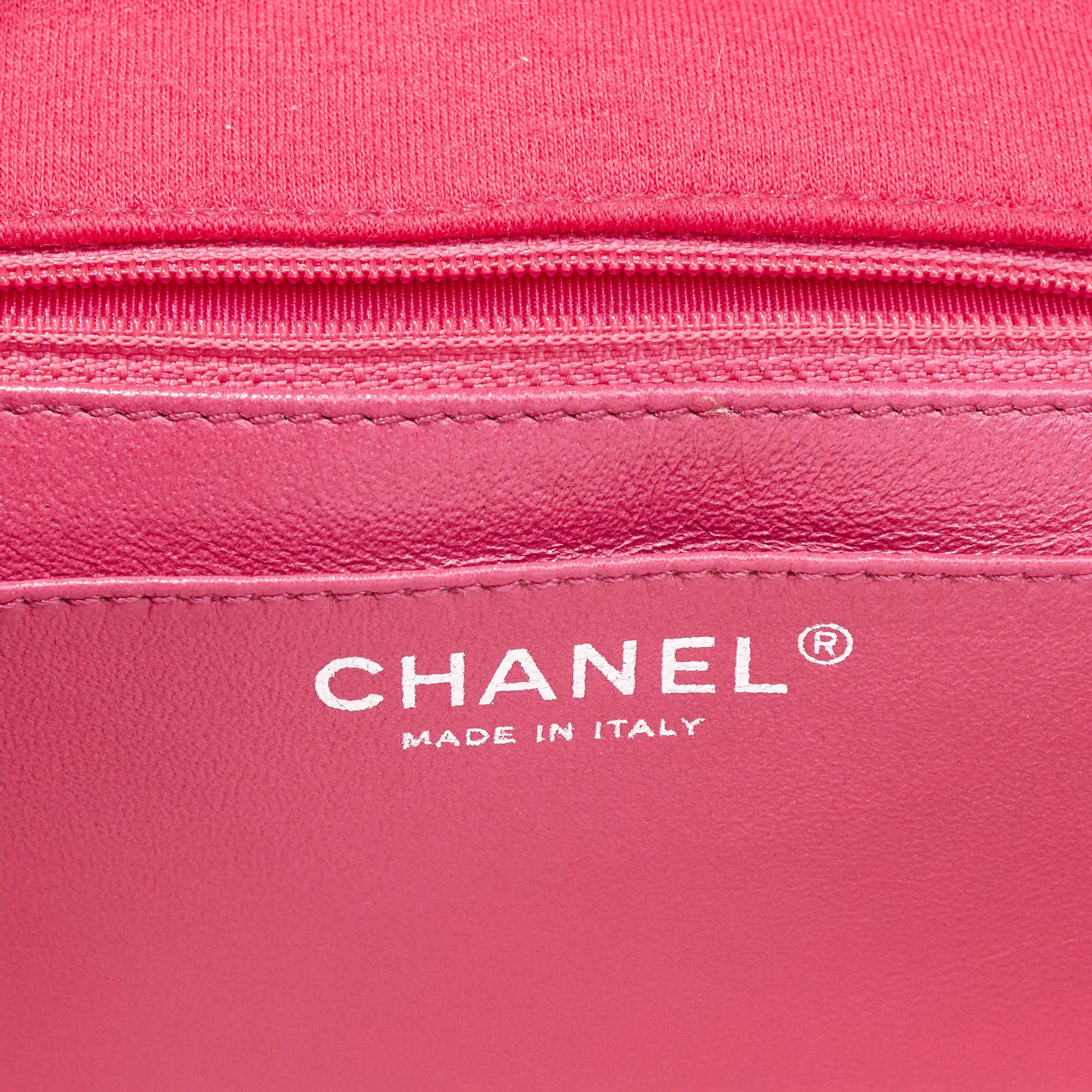 Chanel Mini Square Flap Bag Magenta Jersey