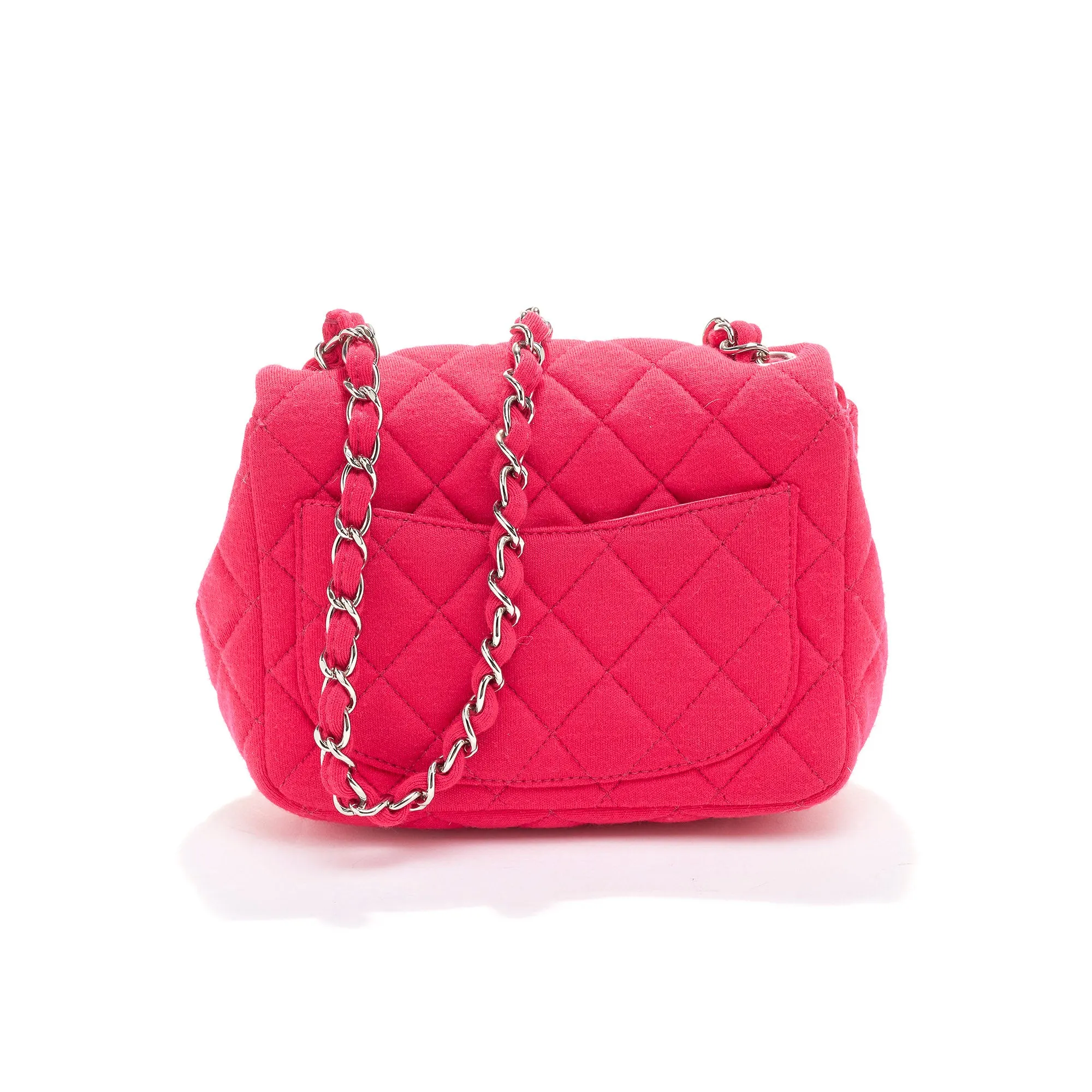 Chanel Mini Square Flap Bag Magenta Jersey