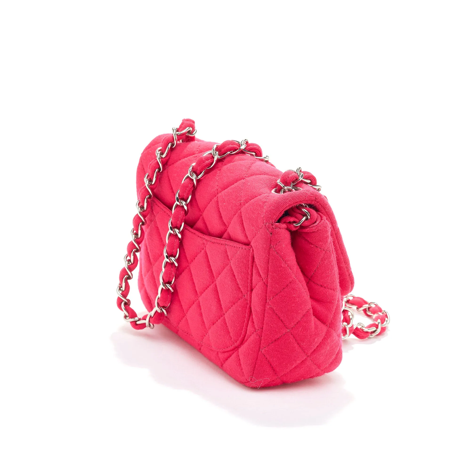 Chanel Mini Square Flap Bag Magenta Jersey