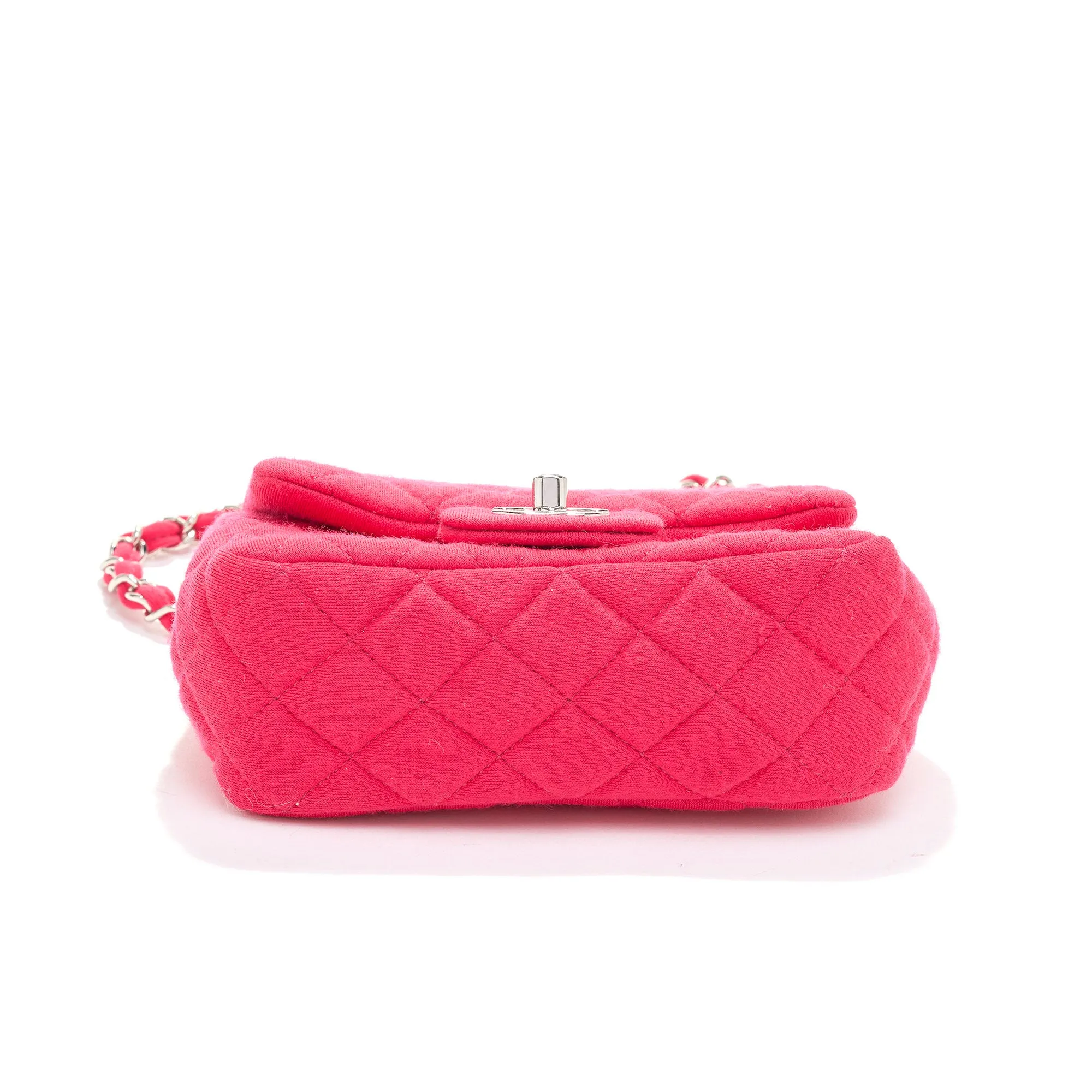 Chanel Mini Square Flap Bag Magenta Jersey