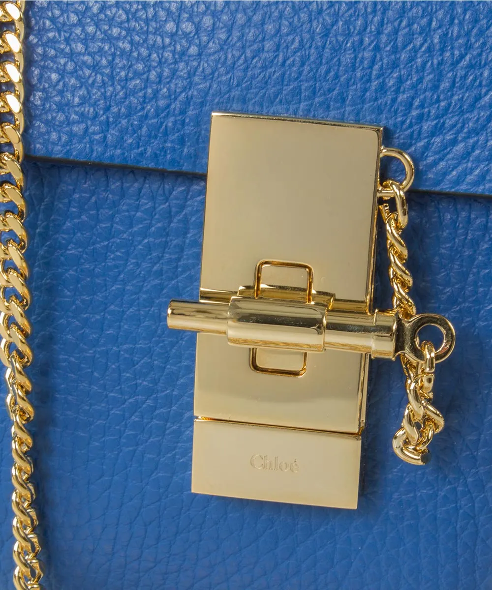 Chloe Drew Bag | Blue with Gold Hardware | Small