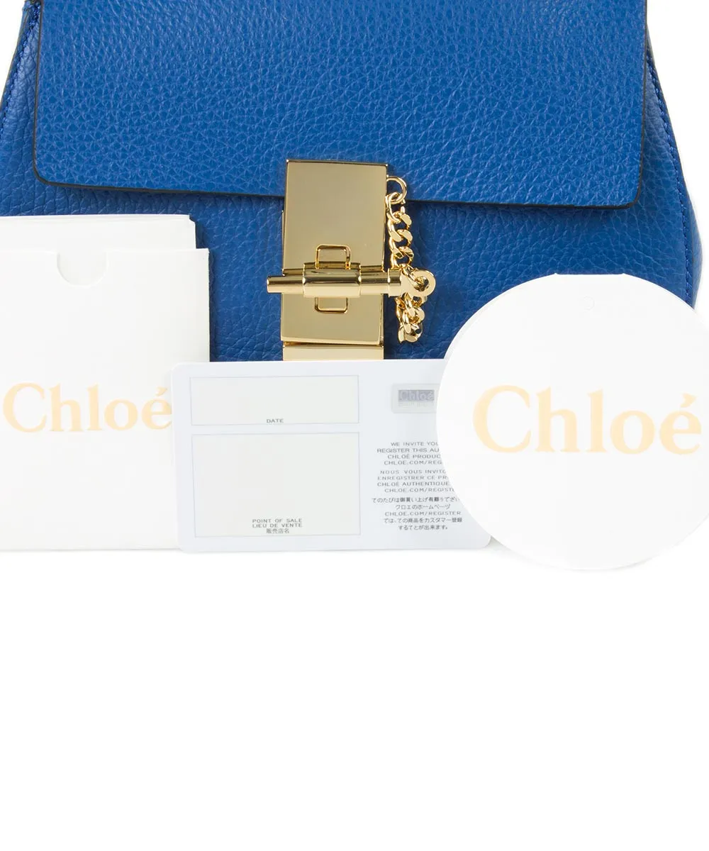 Chloe Drew Bag | Blue with Gold Hardware | Small