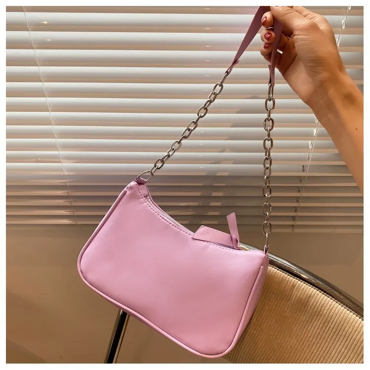 Darianrojas Soft PU Leather Women Purple Underarm Bag Retro Solid Color Ladies Handbags Fashion Design Girls Small Shoulder Bags