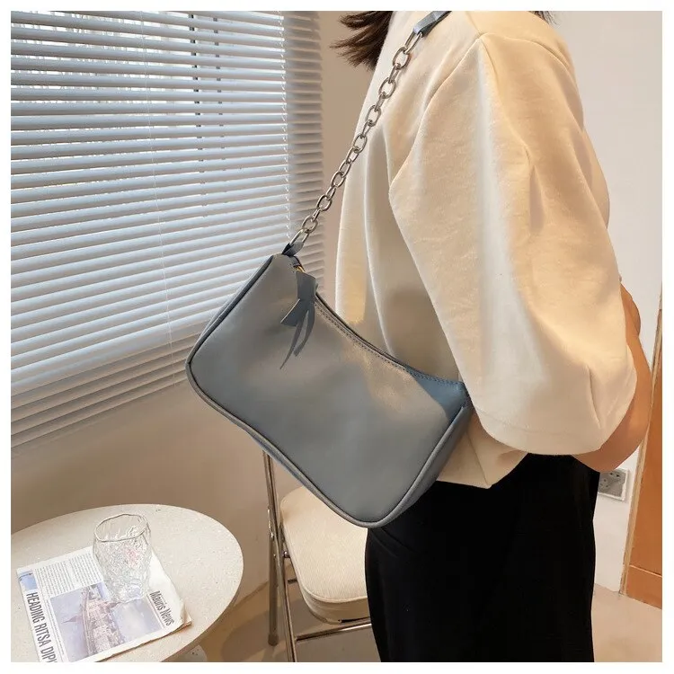 Darianrojas Soft PU Leather Women Purple Underarm Bag Retro Solid Color Ladies Handbags Fashion Design Girls Small Shoulder Bags