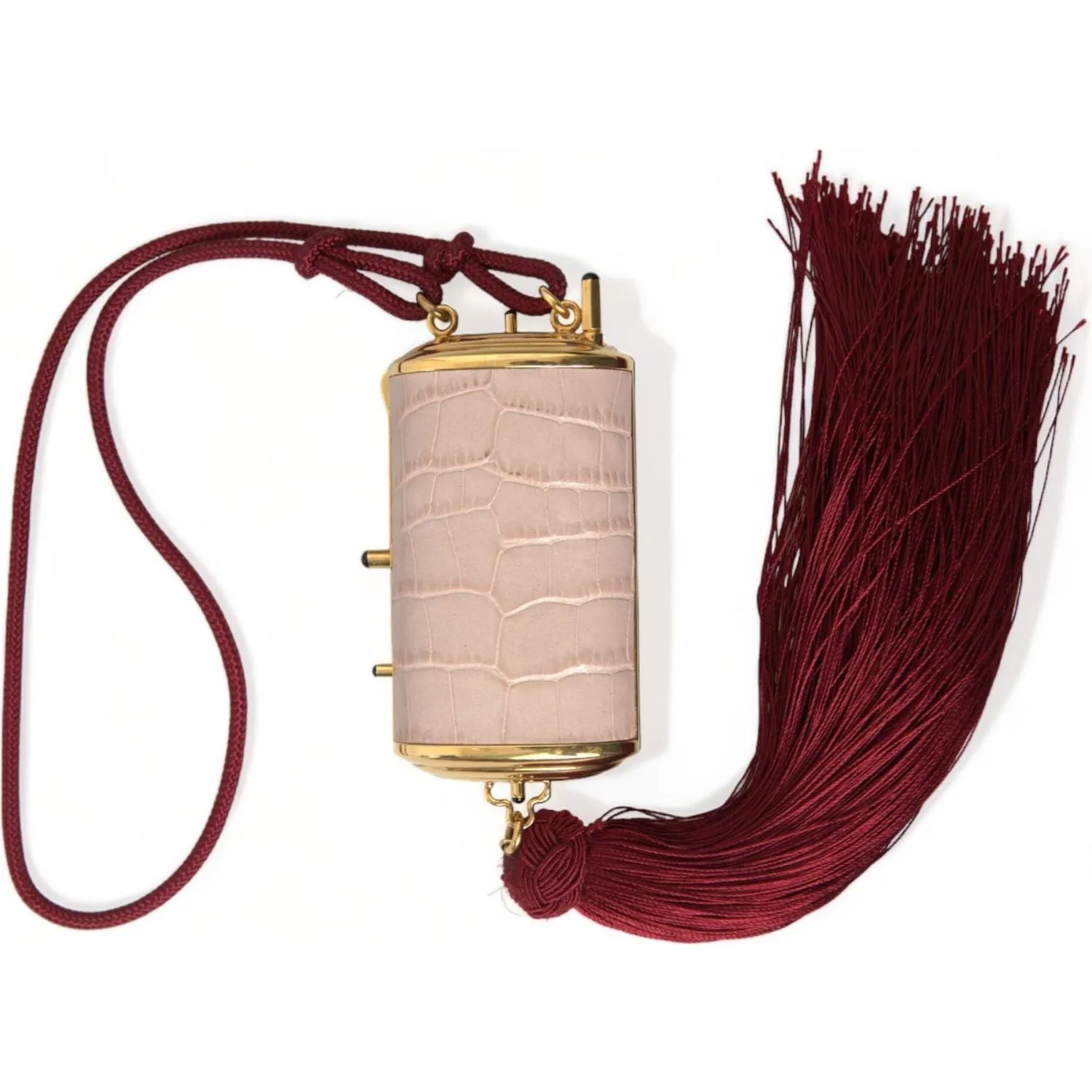 Dolce & Gabbana Exotic Pink Leather Mini Mirror Bag with Tassel