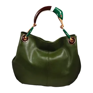 DUCK SMALL BAG WITH GREEN  NAPPA LEATHER