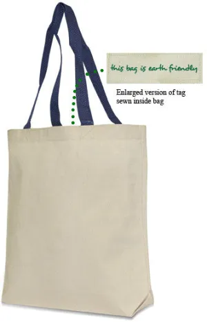 eco friendly jennifer cotton canvas tote (natural/royal) Case of 72