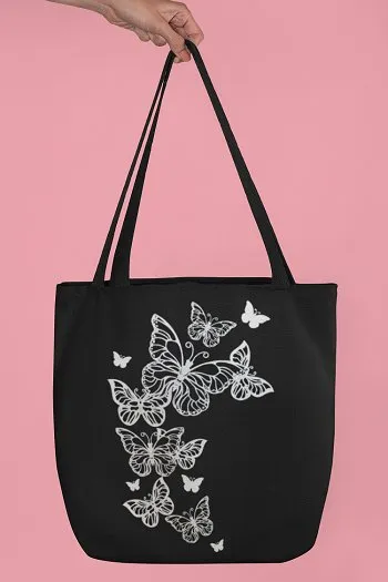 Eco-Friendly Tote Bag for Women with Zip for College & Office - Butterflies