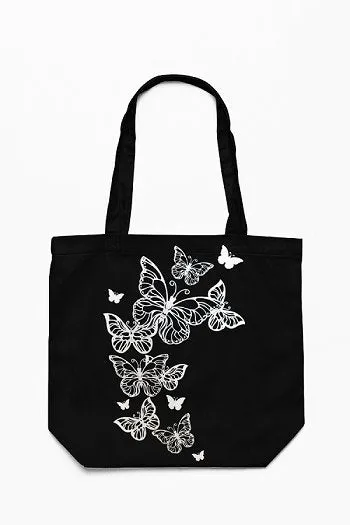 Eco-Friendly Tote Bag for Women with Zip for College & Office - Butterflies