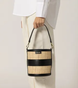 Emery Rattan Bucket Bag | Natural & Black