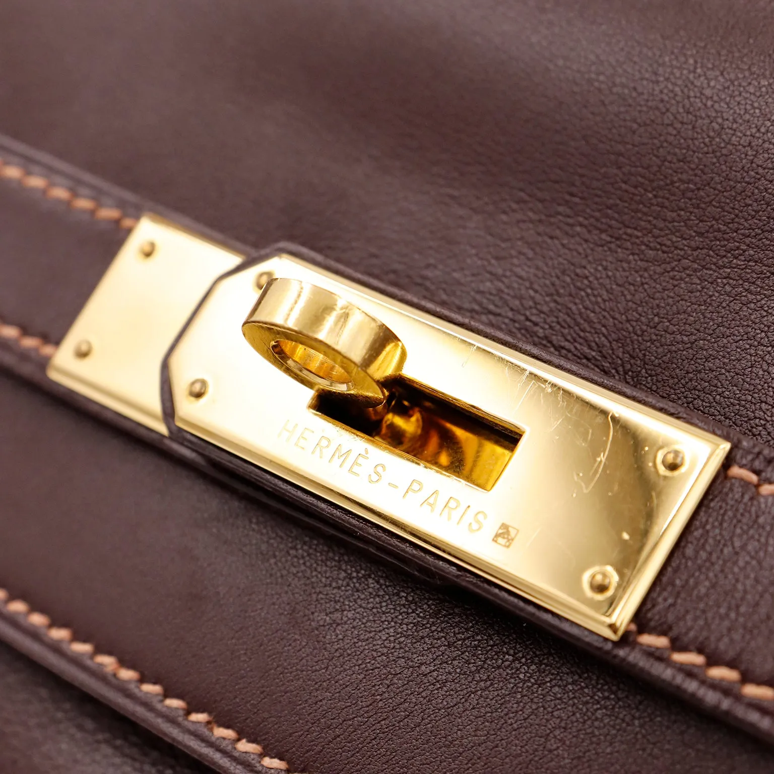 Hermes Kelly 35 Retourne in Havane Gulliver Leather with Rose Poudre Stitching