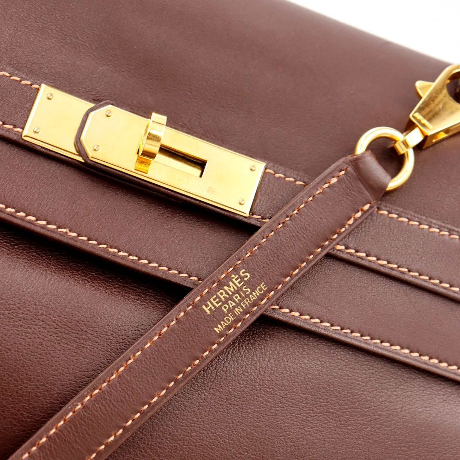 Hermes Kelly 35 Retourne in Havane Gulliver Leather with Rose Poudre Stitching