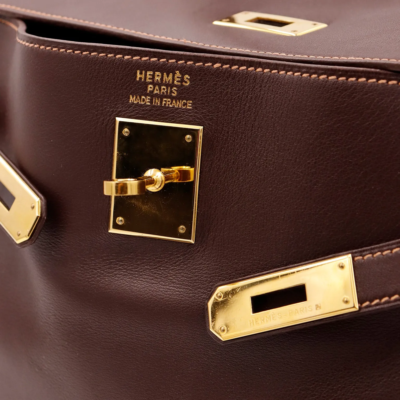 Hermes Kelly 35 Retourne in Havane Gulliver Leather with Rose Poudre Stitching