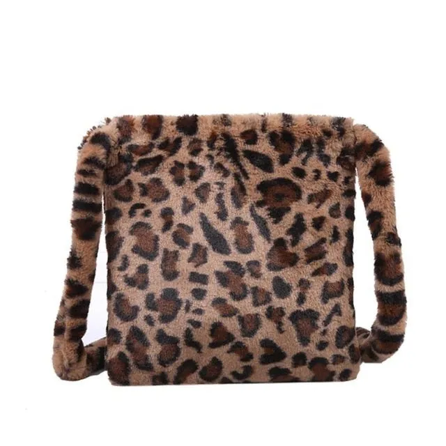 HOT Leopard Plush Shoulder Bags for Women's Autumn And Winter Fashion ladies Vintage Handbags women Large Capacity Messenger Bag