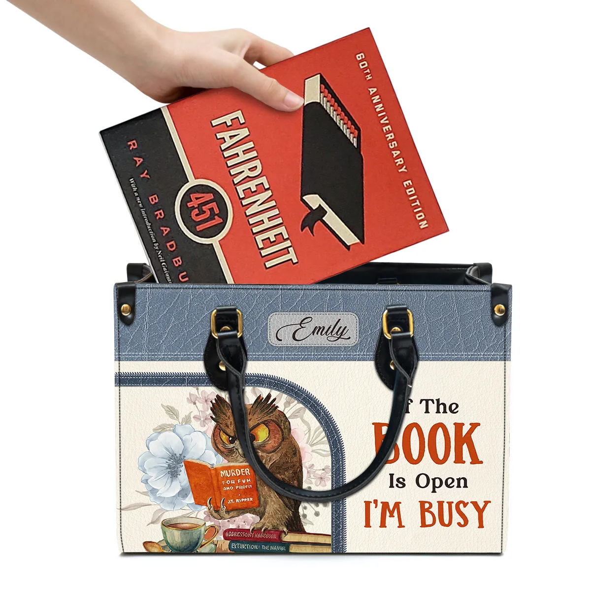 If The Book Is Open I'm Busy Leather Handbag Book Lovers Gift LHB83