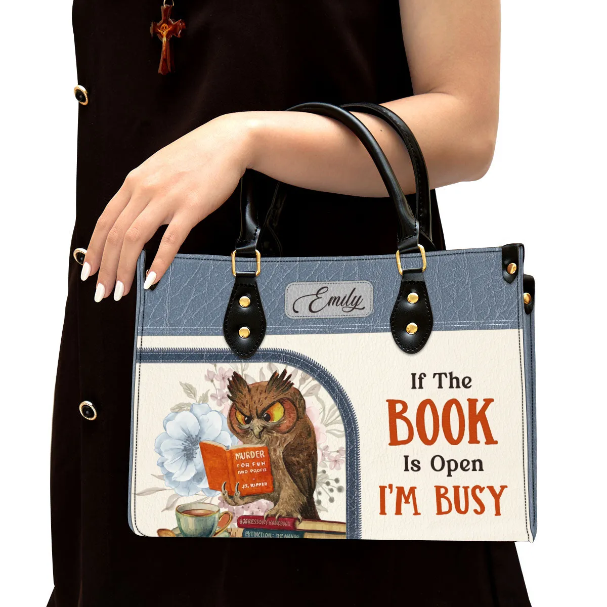 If The Book Is Open I'm Busy Leather Handbag Book Lovers Gift LHB83