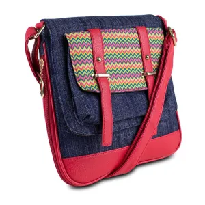 Mad Style Demi Crossbody, Blue Denim-Red