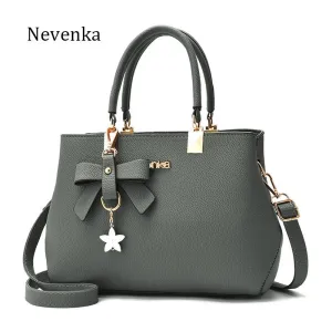 Nevenka 2018 Women Handbags Brand Design Leather Bags Bow Star Pendant Fashion Solid Style Shoulder Bags Luxury Casual Tote