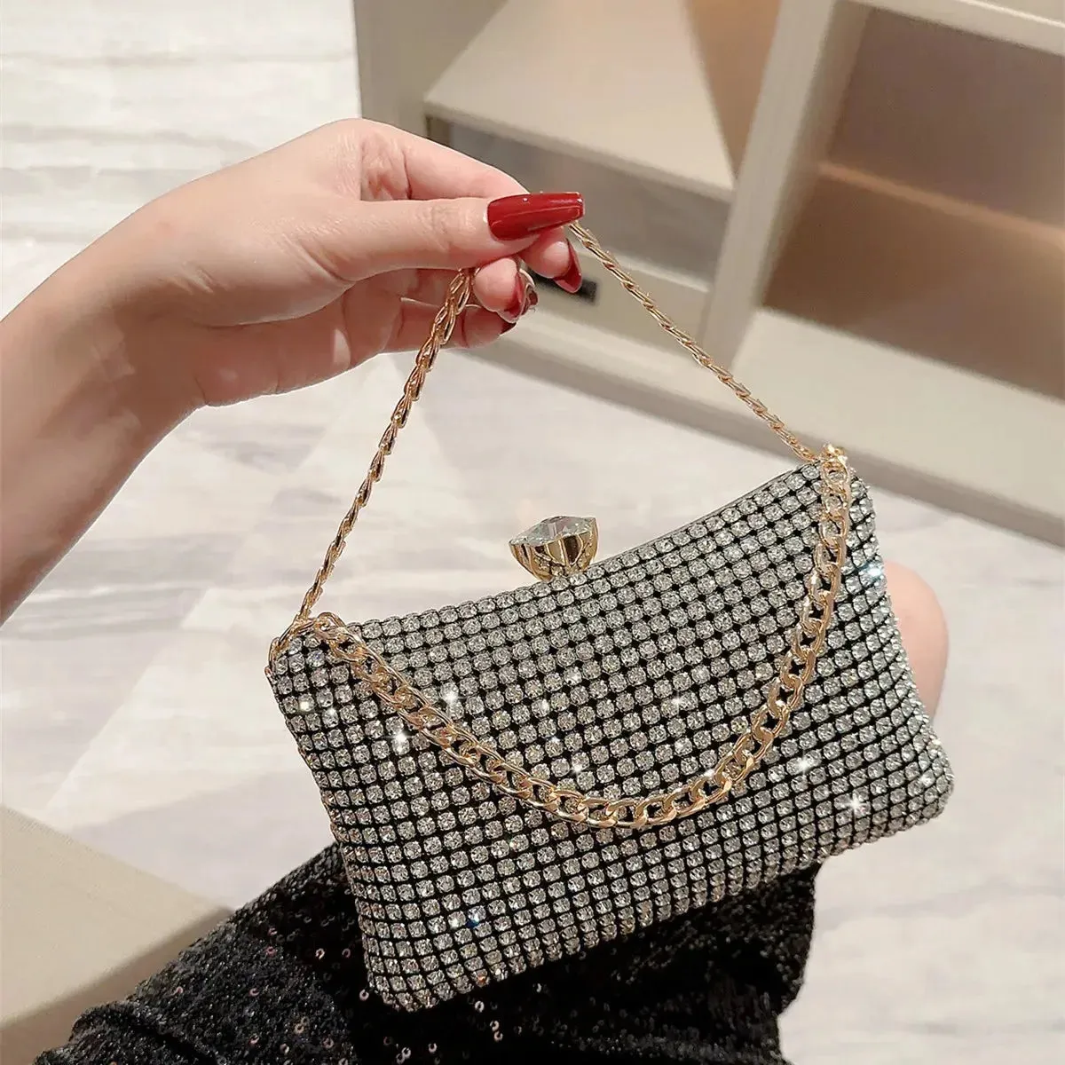 New Rhinestones Handbags For Female Diamonds Shoulder Bag High Quality Purse Women's Crossbody Bag Luxury Shining Evening Bag