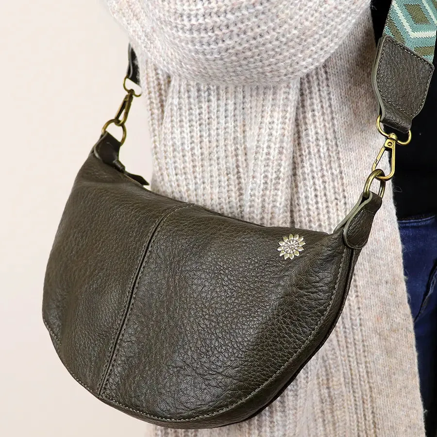 POM Slate Grey Vegan Leather Classic Half Moon Bag