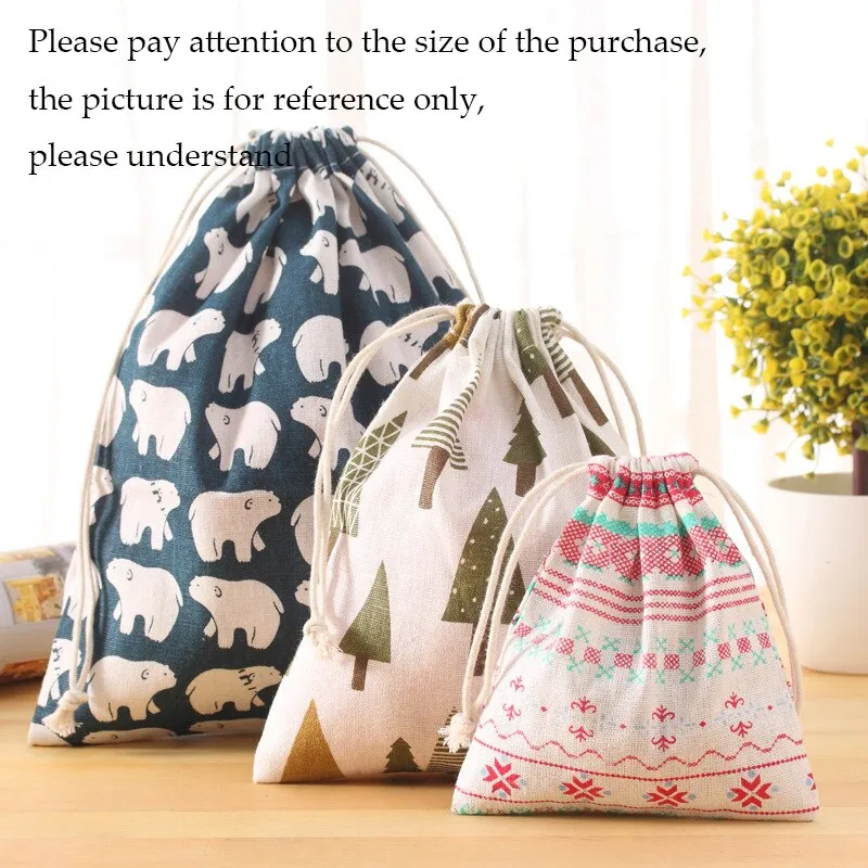 Portable Drawstring Cotton Travel Storage Clothes Handbag