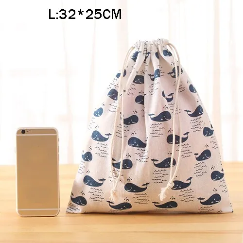 Portable Drawstring Cotton Travel Storage Clothes Handbag