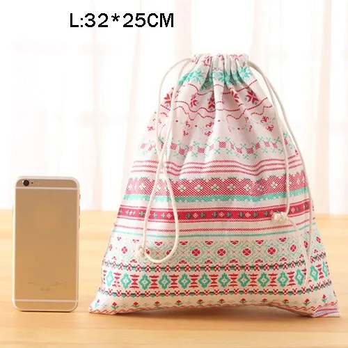 Portable Drawstring Cotton Travel Storage Clothes Handbag